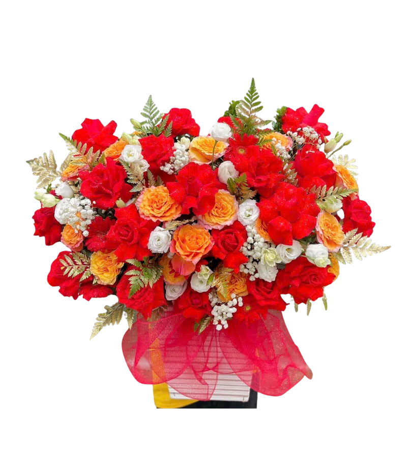 giỏ hoa đỏ cam